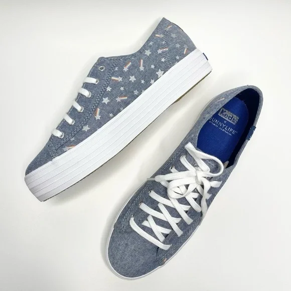 NEW Keds X Sunnylife Collab Rainbow Chambray Triple Kick Sneakers US 7.5 - Picture 6 of 10